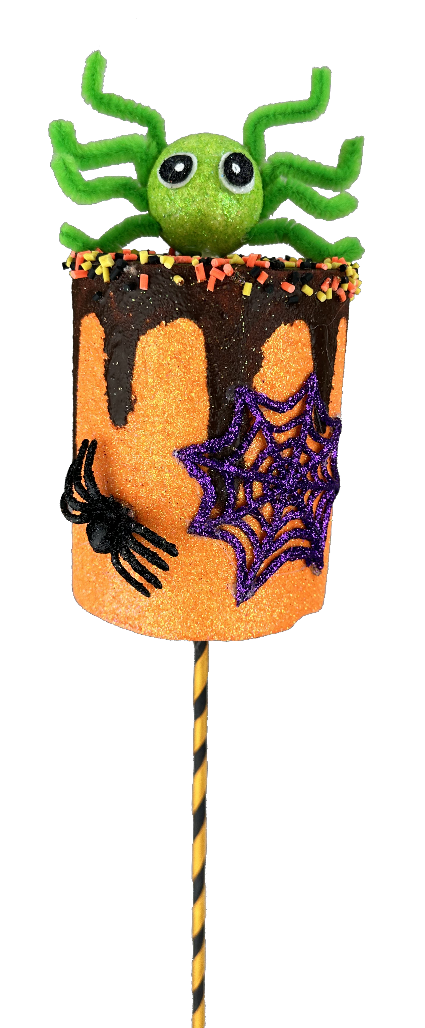 57078HAL Spider Marshmallow Pick H18xW3 Orange/Black