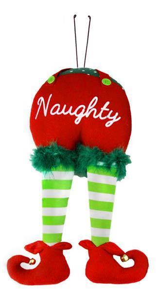 XC6133 18"H "Naughty" Elf Bottom Decor Kit Red/Emerald/Lime/White