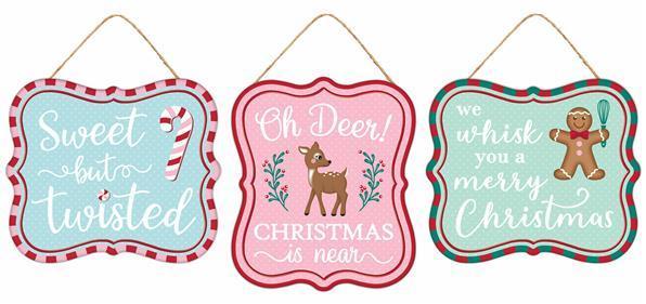 MD0985 7"L x 6"H Christmas Asst Embossed Sign