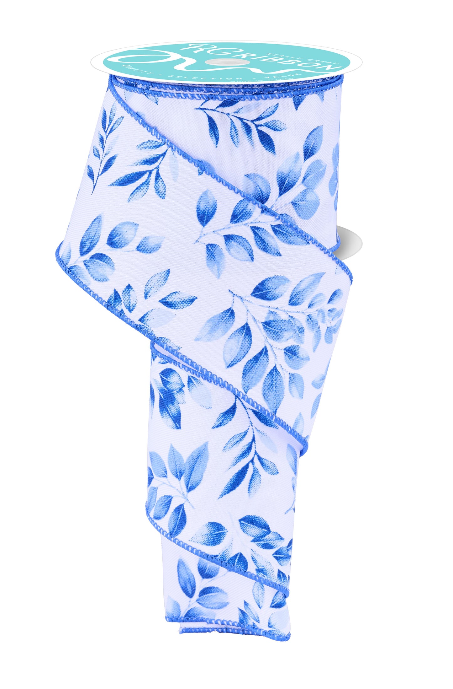 RGH116403 2.5" x 10yd Greenery White/Multi Blue