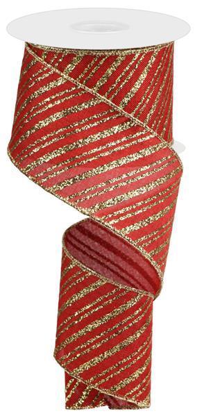RW820830 2.5"X10YD Glitter Stripe Red/Gold