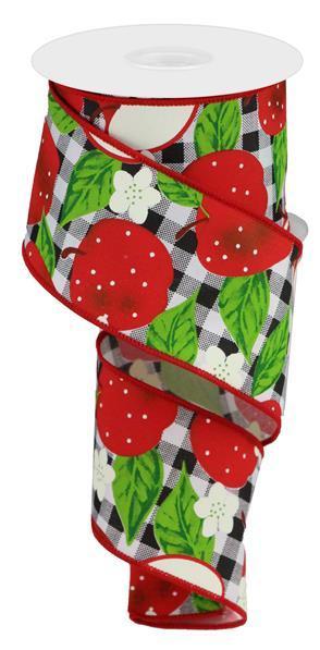 RGC1104X6 2.5" x 10yd Apples W/Check White/Red/Black
