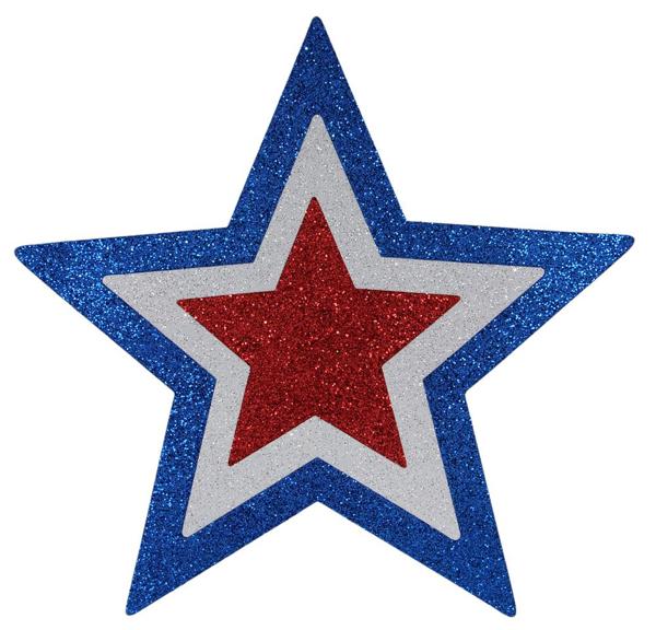 HJ9025 20"W x 19"H Glittered Eva Star Red/White/Blue