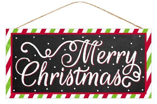 AP8477 12.5"L x 6"H Merry Christmas Sign Black/Red/Lime/White
