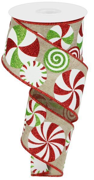 RGC123018 2.5"x10 YD Bold Peppermints/Royal Natural/White/Lime/Red