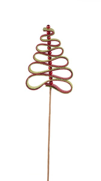 XP383933 25"L Ribbon Candy Christmas Tree Stem Red/Lime Green