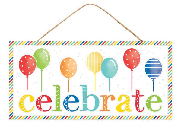 AP782962 12.5"L x 6"H Glitter Celebrate Sign Primary Multi
