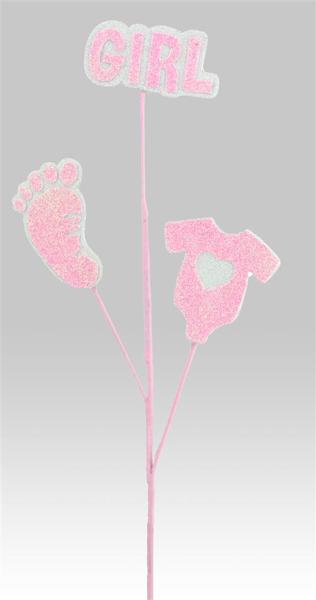 MN0059 25"H Glitter/Eva Baby Girl Spray Pink/Irid White