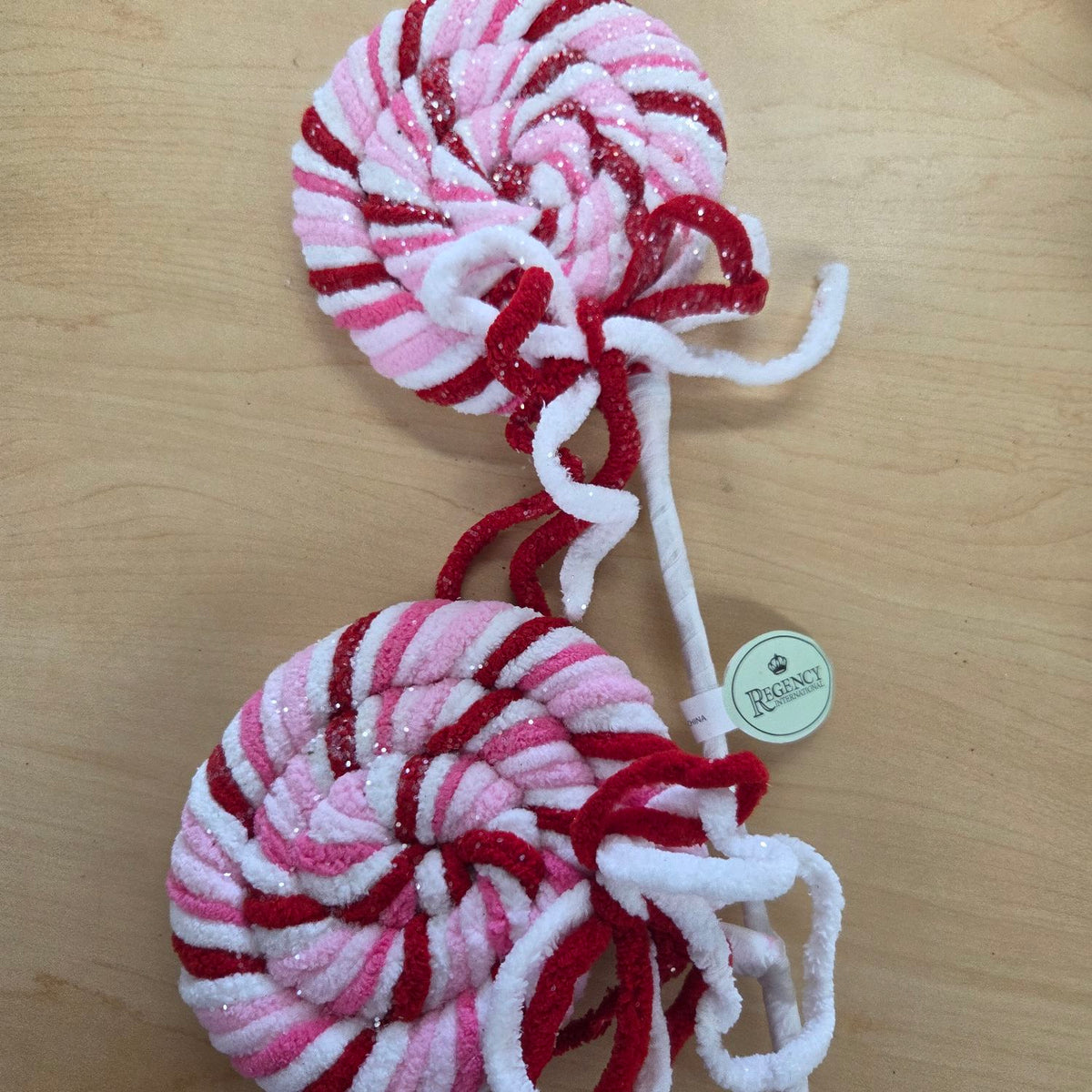 MTX73450 21" Chenille Glitter Lollipop Spray Red/Pink/White