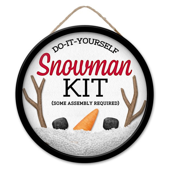 MD01396 9"Dia Diy Snowman Kit Sign White/Orange/Brown/Black