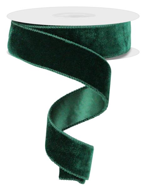 RGE165812 1.5" x 10yd Deluxe Velvet/Satin Backing Hunter Green