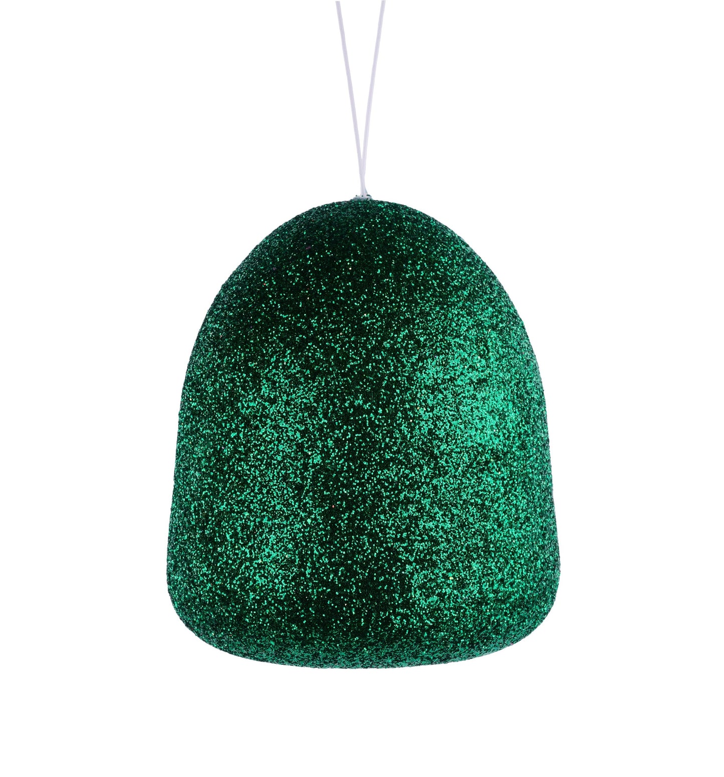 XJ711706 5"H x 4.25"Dia Glitter Gumdrop Orn Emerald Green