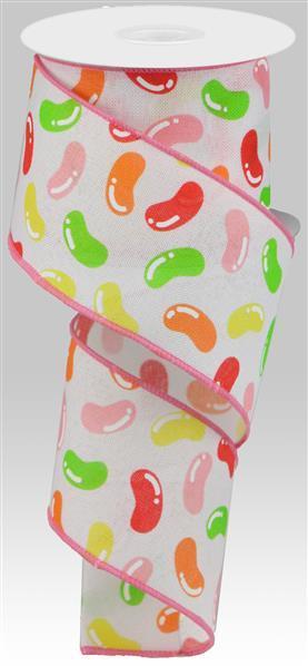RG0194427 2.5" x 10yd Jelly Beans On Royal White/Multi