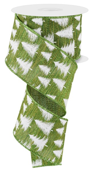 RGE191144 2.5" x 10yd Wispy Tree/Met Moss Green/Lime/White