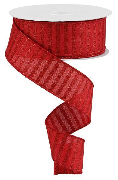 RG0168824 1.5" X 10Yd Glitter Stripe On Royal Red