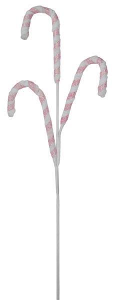 XS1076E2 26"L Glittered Candy Cane Spray Pink/White