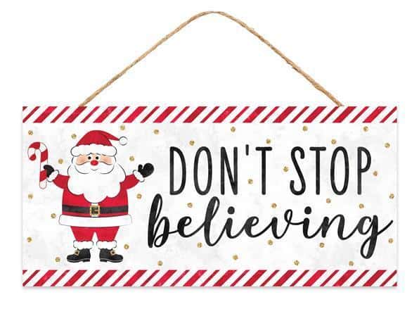 AP8832 12.5"L x 6"H Don't Stop Believing Sign White/Red/Black