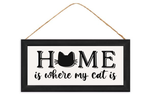 AP7370 12.5"L x 6"H Home/Cat Sign Black/Grey