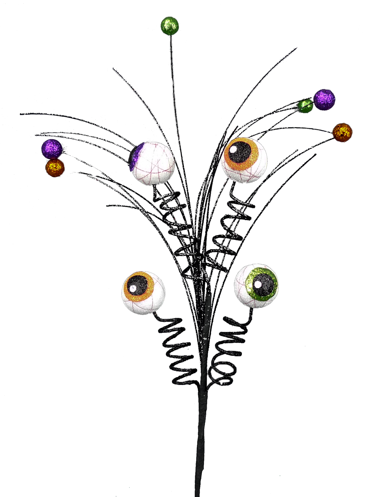 56396HAL 23"H Glitter Eye Ball Pick Black/Orange/Purple/Green