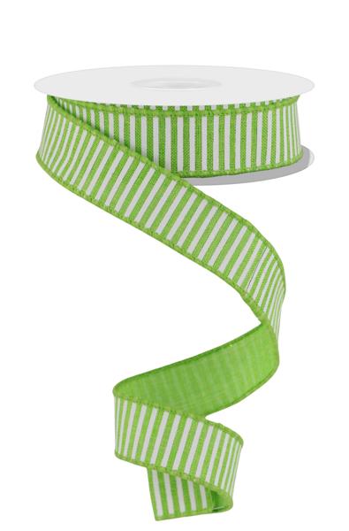 RG7780E9 7/8" x 10yd Horizontal Stripes/Royal Lime Green/White