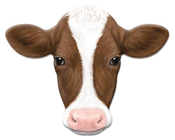 MD123004 12"Hx15.18"L Metal Cow Sign Brown/White/Light Pink