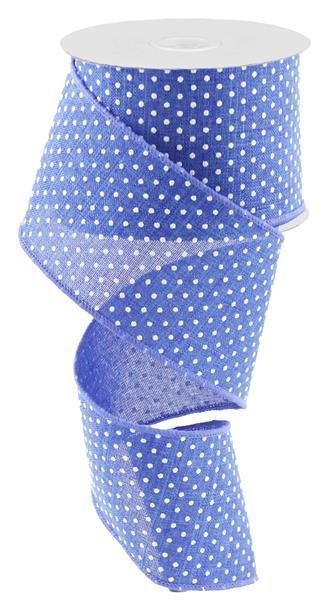 RG0165225 2.5" x 10yd Raised Swiss Dots On Royal Royal Blue/White