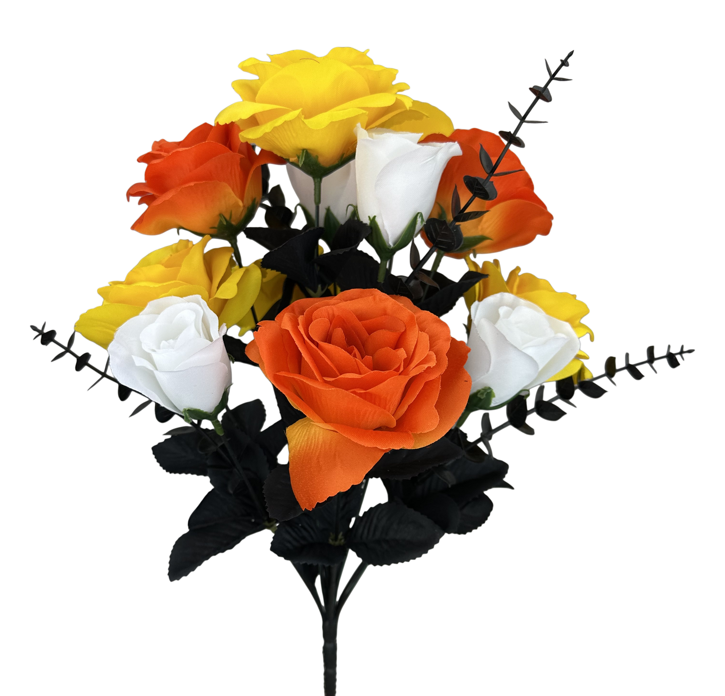 57343ORYWWT 17"H Rose Bush Orange/Yellow/White