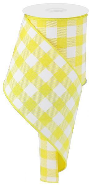 RG0180129 4"X10yd Striped Check On Royal Yellow/White