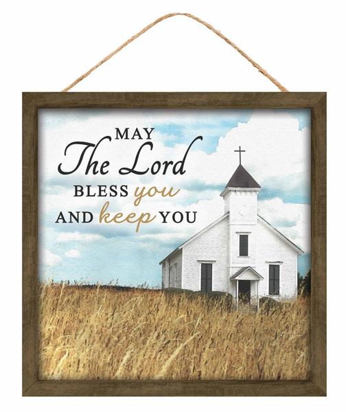 AP7251 10"Sq May The Lord Bless You/Keep You Sky Blue/Wht/Golden/Brwn