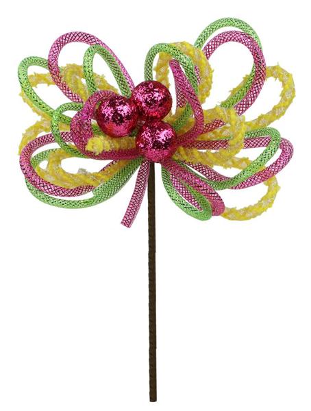 MS1666EJ 12"L Glitter Ball Foil Tubing Pick Lime Grn/Fshia/Gold