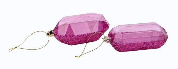 XJ5523HF 5.25"L Laser Glitter Gem Ornament Fuchsia