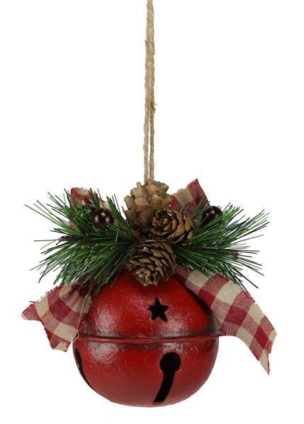 XY921050 3.5"Dia Decorated Jingle Bell Antique Red