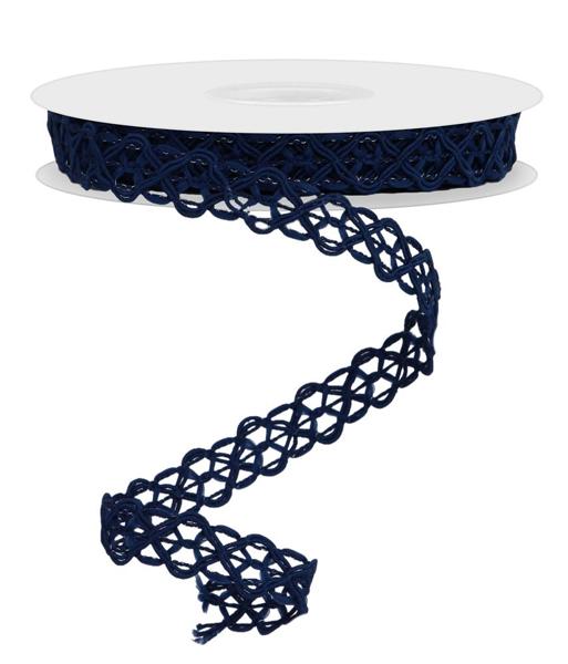 RN586119 5/8" x 10yd Open Weave Trim, Navy Blue