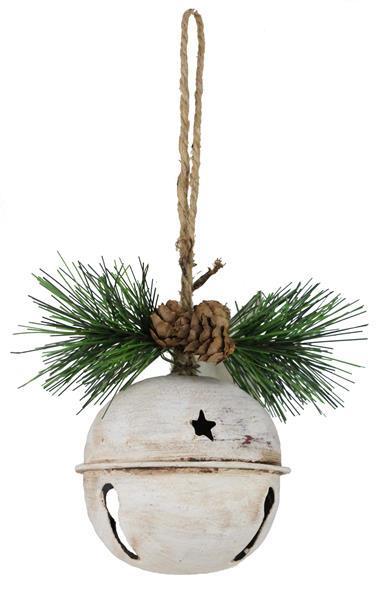 XY921242 3.5"Dia Decorated Jingle Bell Antique White