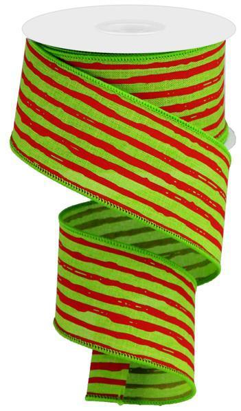 RGA1382WY 2.5" x 10yd Irregular Stripes On Royal Lime/Red