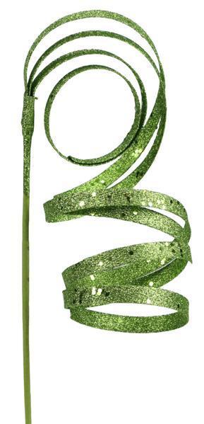 XS982237 23.5"L Curly Glitter Ribbon Pick Lime Green
