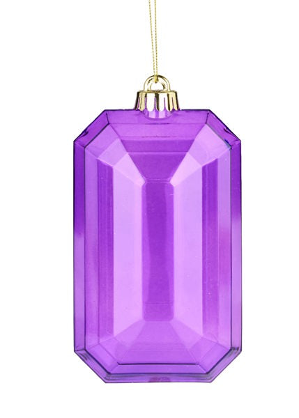 XJ544584 7"L x 4"W Rectangle Gem Ornament Purple