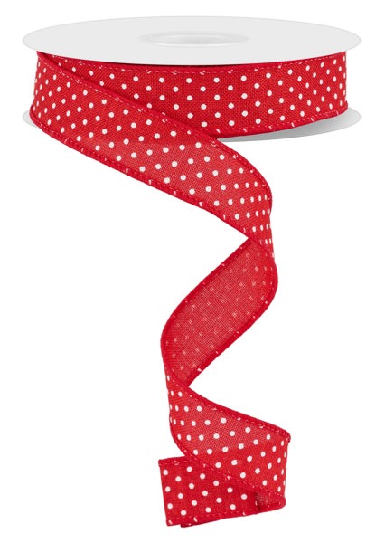 RG0765124 7/8" x 10yd Raised Swiss Dots On Royal Red/White