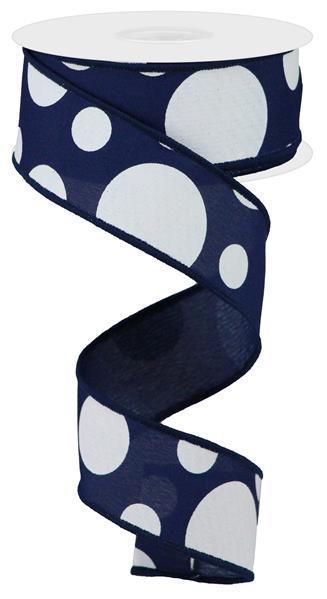 RGB114719 1.5" x 10yd Giant Three Size Dot/Pg Navy Blue/White
