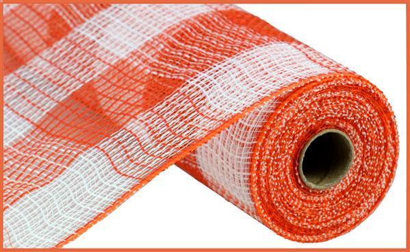 RY8315J7 10.25" X 10Yd Faux Jute/Pp Large Check White/Orange