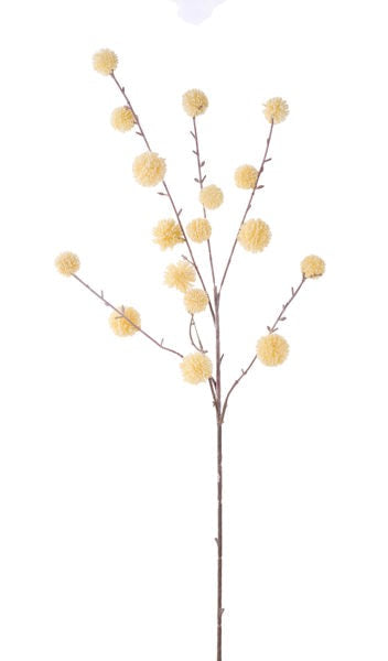 HA180190 33.5"L Mini Beaded Plastic Thistle Spray Cream