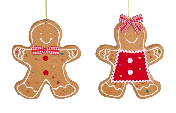 XJ5559 7" x 8" Gingerbread Boy Beige/Red/White