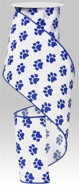 RG1901WR 4" x 10yd Paw Print White/Blue