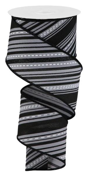 RGB12096C 2.5" x 10yd Slanted Lines Grey/Black/White