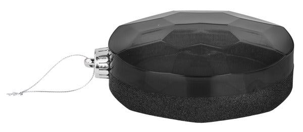 XJ708002 6.5"L x 4.25"W Glitter Oval Gem Orn Black