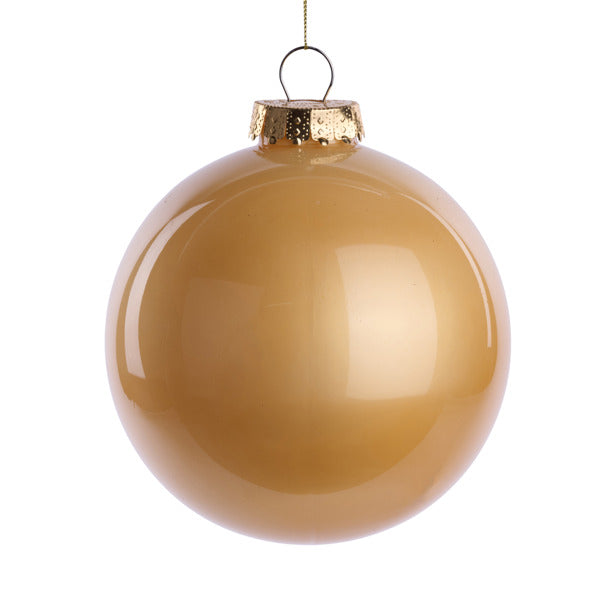 XH966308 150Mm Dia Lacquer/Glass Look Ornament Gold