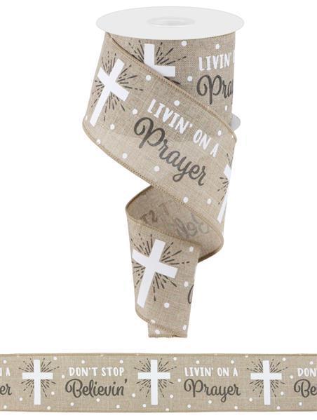 RGC176518 2.5" x 10yd Don't Stop Believin' Cross/Ryl Natural/White/Charcoal
