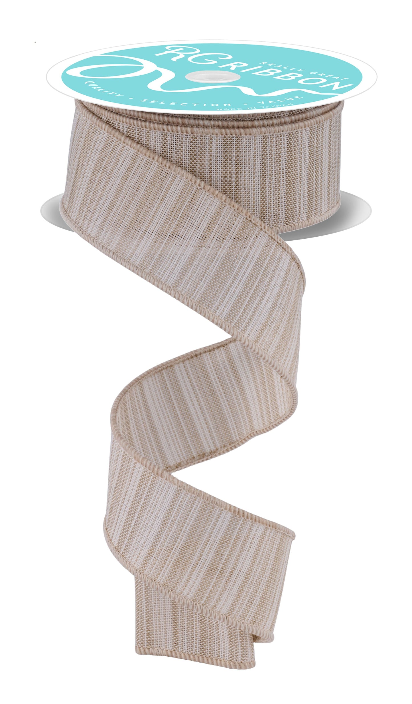 RGF1683CJ 1.5" x 10yd Multi Color Stripe Light Beige/Ivory