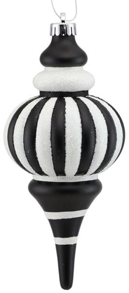 XY8835TX 250Mm Vertical Stripe Ball Finial Black/White