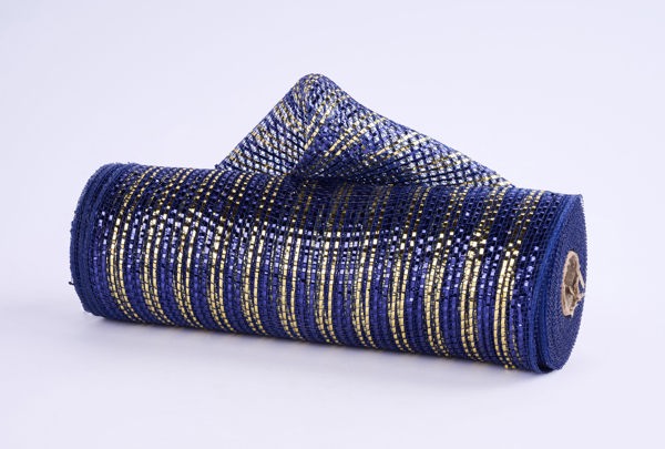 RY8017CF 10.25" x 10yd Wide Foil Mesh Navy Blue/Gold